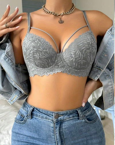 Women's Floral Lace Push Up Bra,
Adjustable Strap Underwire Bra, Soft Comfortable Breathable Lingerie for All Seasons