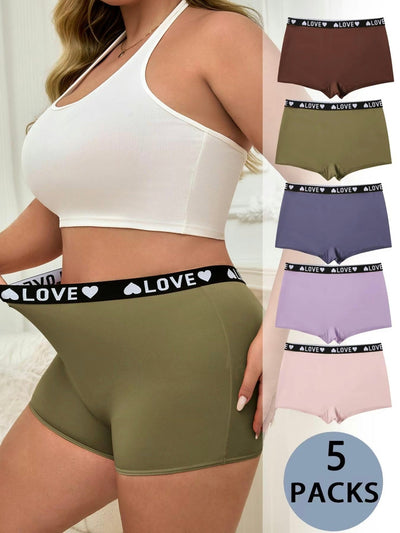 Heart Print Boxers - Comfy & Breathable Women’s Underwear (5-Pack)