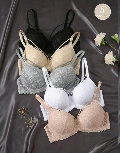 Women's Floral Lace Push Up Bra,
Adjustable Strap Underwire Bra, Soft Comfortable Breathable Lingerie for All Seasons