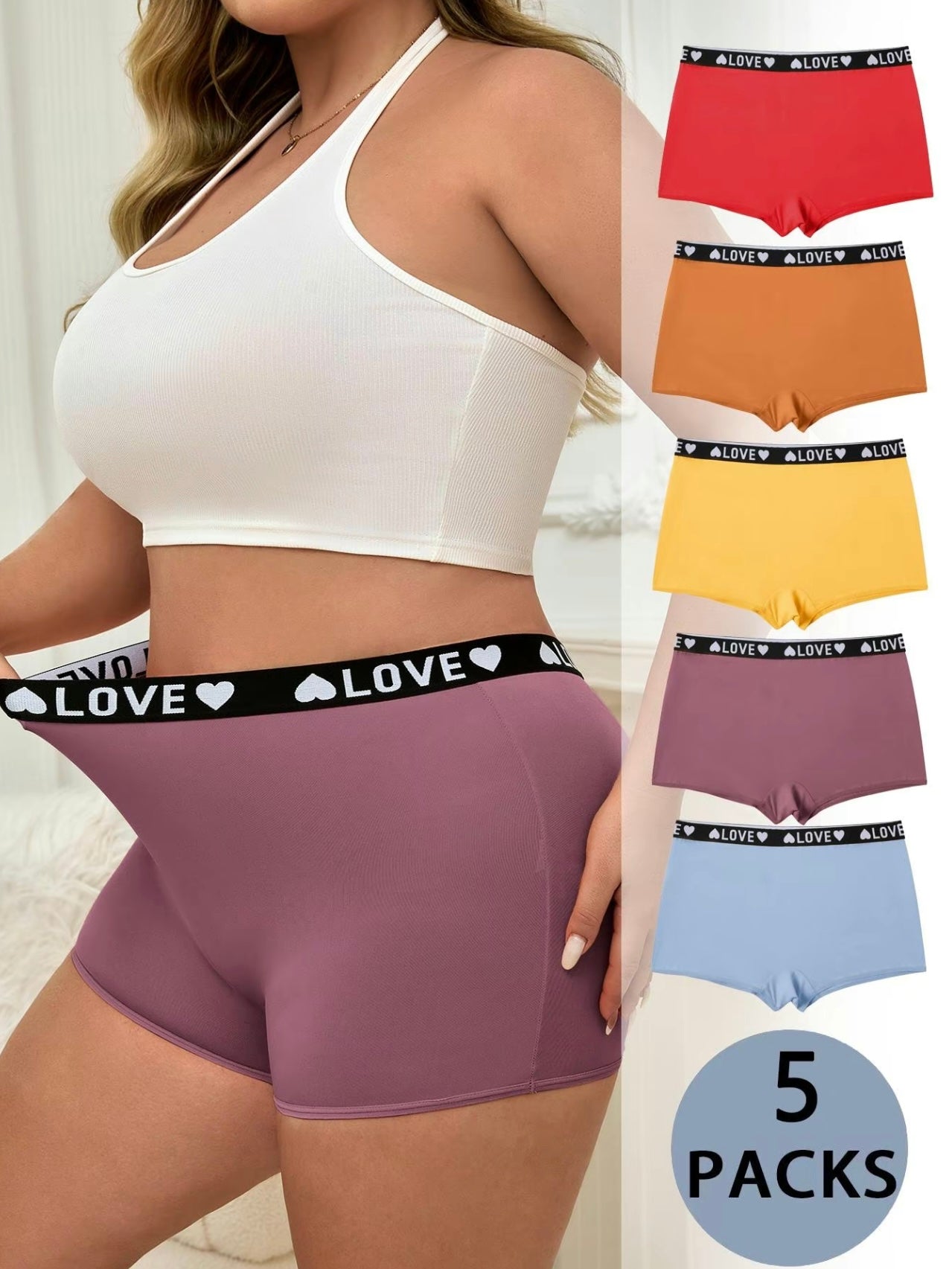 Heart Print Boxers - Comfy & Breathable Women’s Underwear (5-Pack)