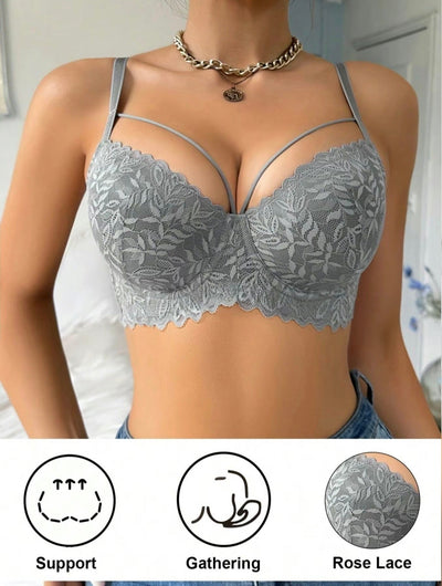 Women's Floral Lace Push Up Bra,
Adjustable Strap Underwire Bra, Soft Comfortable Breathable Lingerie for All Seasons