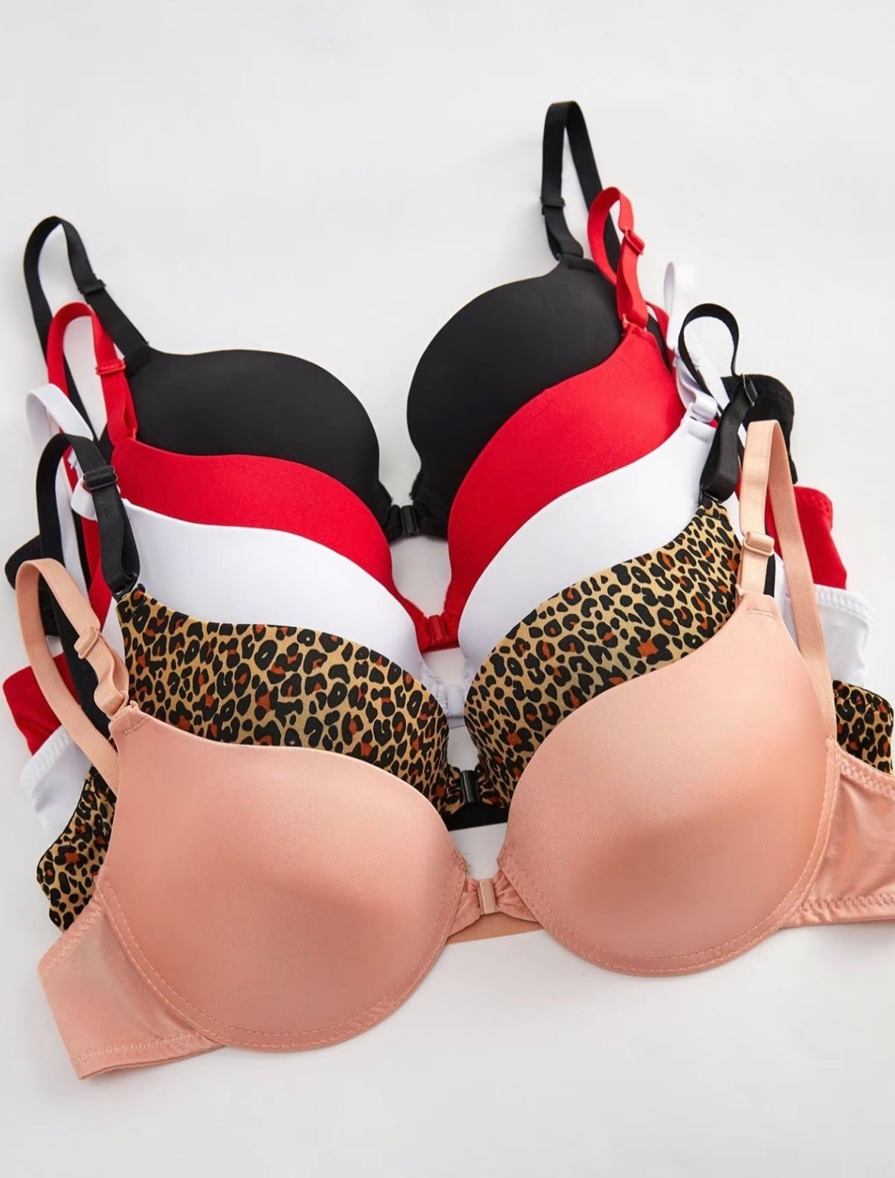 Women’s Push-Up Bra 5-Pack – Elegant, Casual, Adjustable Strap, Breathable, Comfortable Fit for All Seasons