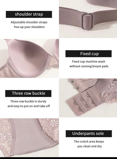 Women’s Solid Color Bra & Panty Two-Piece Set, Comfortable & Breathable Lingerie for Daily Wear